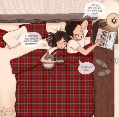 Καλλιτέχνης αποτυπώνει τις στιγμές ενός σύγχρονου ζευγαριού σε ψηφιακά σκιτσάκια