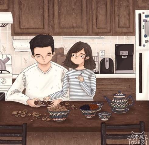 Καλλιτέχνης αποτυπώνει τις στιγμές ενός σύγχρονου ζευγαριού σε ψηφιακά σκιτσάκια