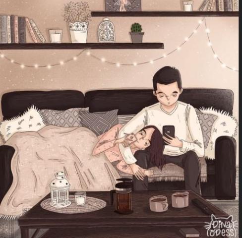 Καλλιτέχνης αποτυπώνει τις στιγμές ενός σύγχρονου ζευγαριού σε ψηφιακά σκιτσάκια