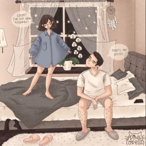 Καλλιτέχνης αποτυπώνει τις στιγμές ενός σύγχρονου ζευγαριού σε ψηφιακά σκιτσάκια